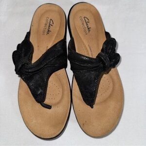 Clarks Laurieann Rae Women's Black and Brown Sandals Thongs Size 8. Summer shoe